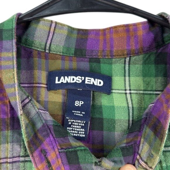 Lands' End Top 3/4 Sleeve Green Purple Women's Size 8p - Picture 3 of 7